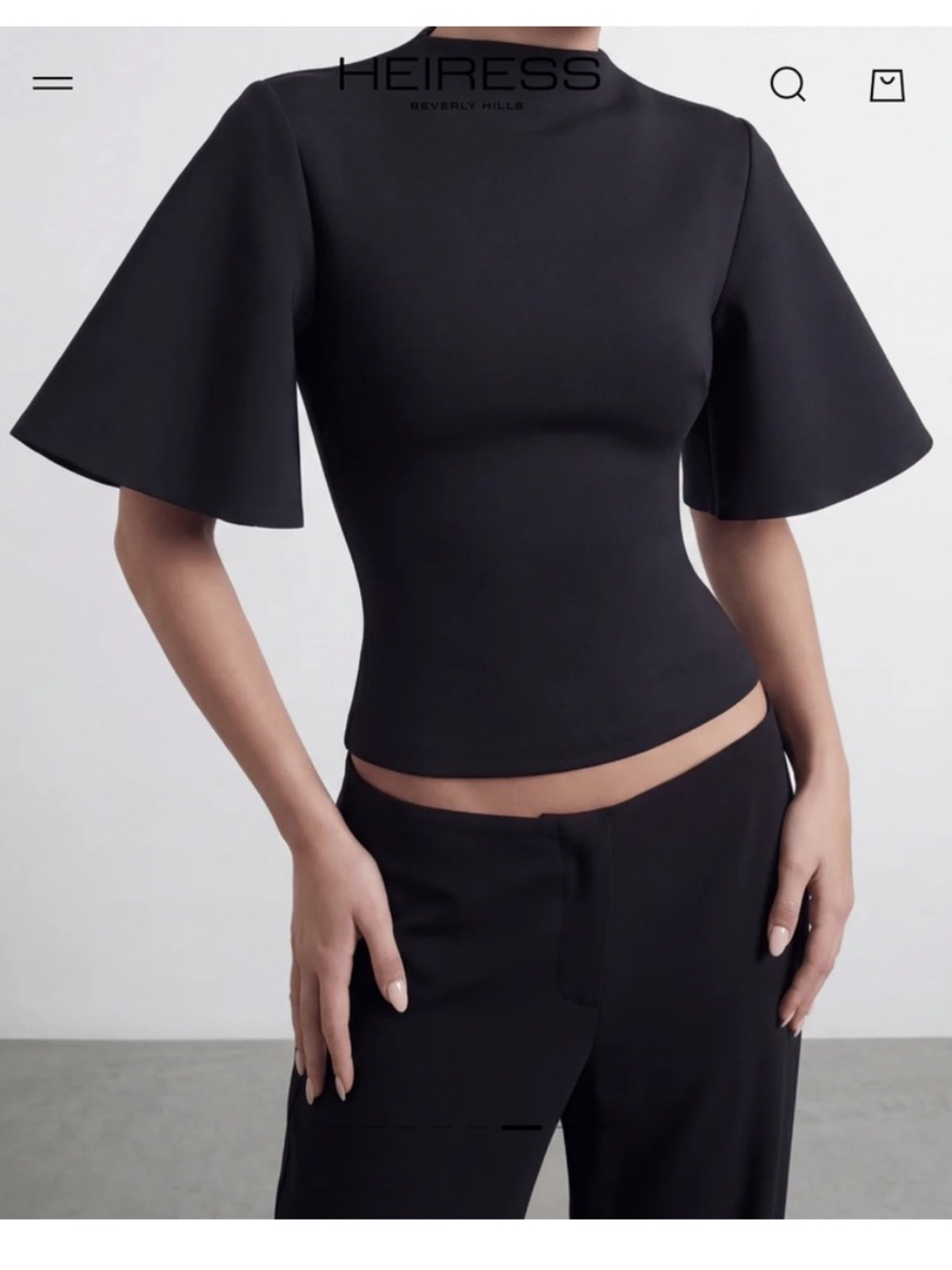 Heiress Sculpt Tee with Statement Sleeves - Black